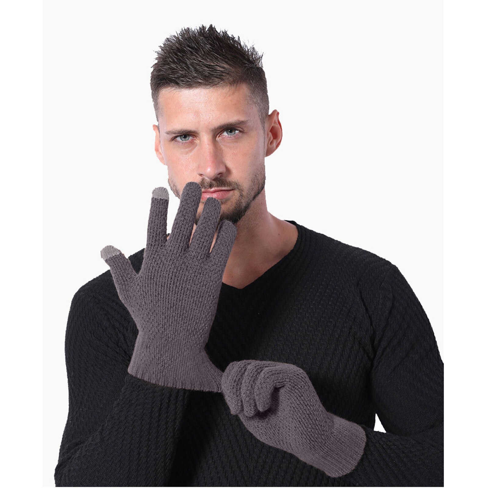 Sagace hiver gants de plein air hommes automne et hiver épaissi tricoté gants de laine doux Mittenп