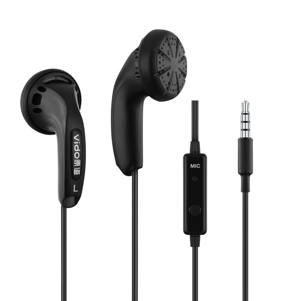 Vido – écouteurs HIFI HD filaires, oreillettes classiques, stéréo, musique, unité de pilote dynamique, basses lourdes, casque, Microphone, MX500, 3.5mm, 15.4mm: Vido Black With Mic