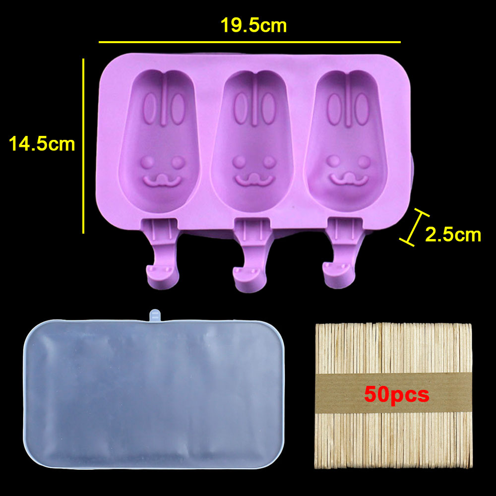 Moldes de silicona para helado DIY, molde para paletas de mano casero, molde para palitos de queso, bandeja de hielo con tapa: Gris