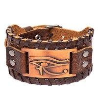 Trendy Verstellbar Alte Leder Armband für Männer Auge von Horus Symbol Wicca Amulett Armbänder Vintage Talisman Schmuck: -brown