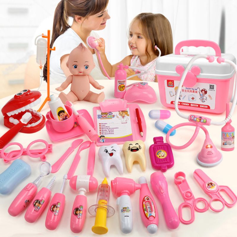 26/31/39 Pcs Pretend Doctor Nurse Toy Kit Dentist Playset for Boys Girls