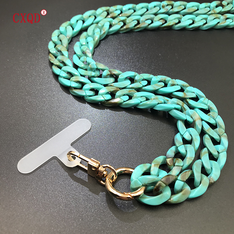 Cordón de teléfono antipérdida con biselado de 120cm, correa para el cuello, cadena acrílica portátil colorida para teléfono móvil, accesorios, al aire libre: Rojo-marrón