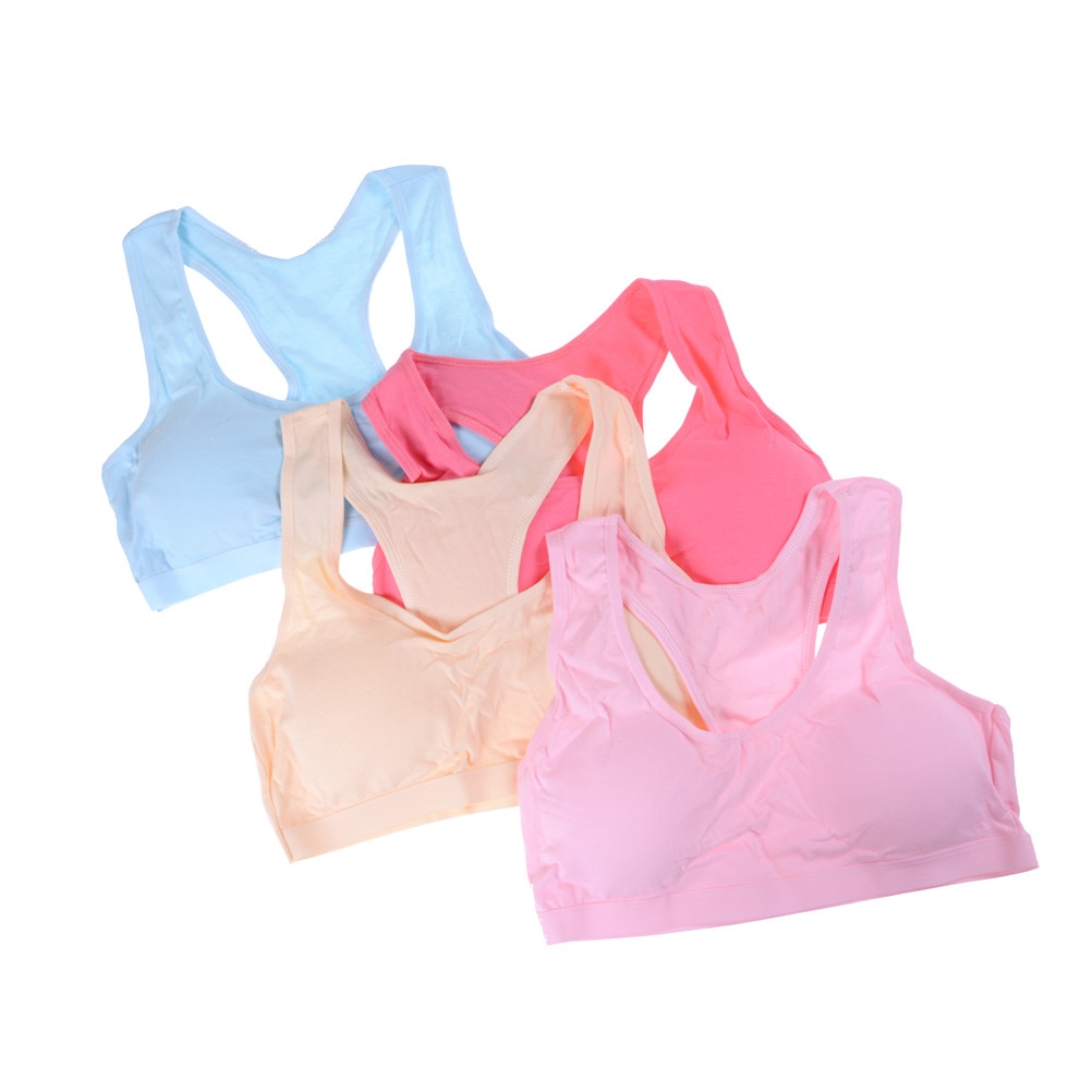 1PCS Wireless Teens Girls Sports Bra Puberty Underwear Teenager Girls Sport Bra Chest Pad Cotton Young Girls Training Bra