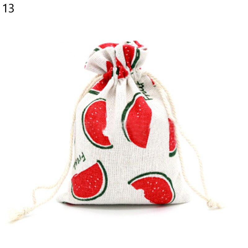 1pc trekkoord katoenen linnen print kleine organizer opbergtas portemonnee reistas dames kleine stoffen tas kersttas: 13