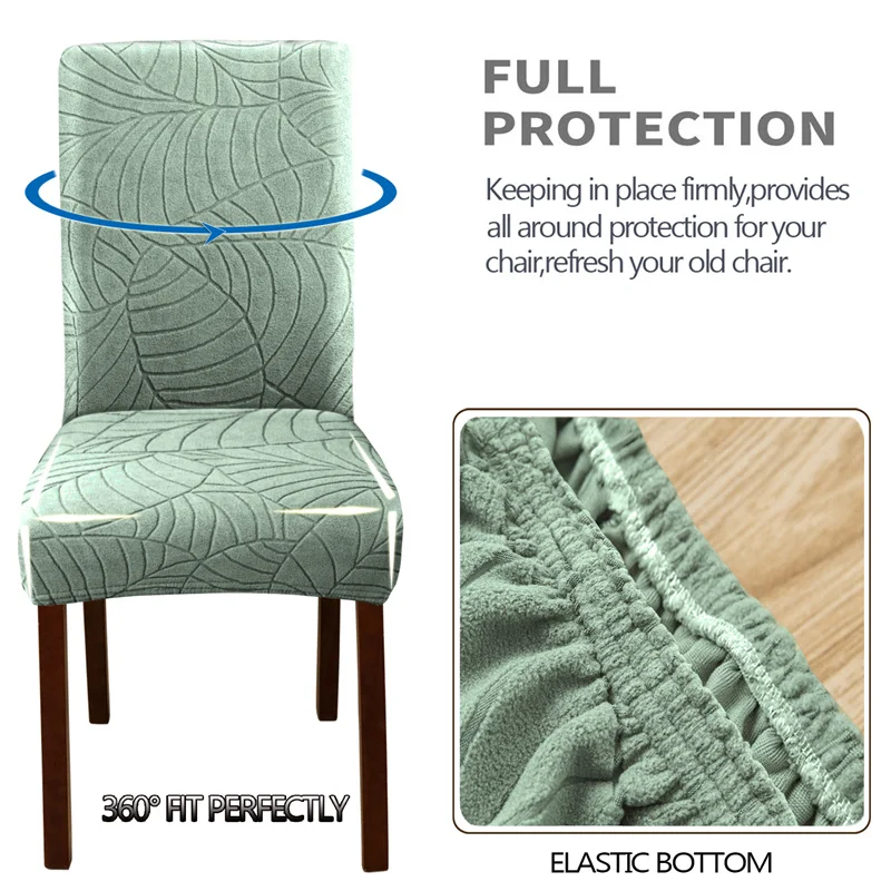 1PC Leaf Jacquard Chair Covers Removable Stretch universal Chairs Cover Solid Color Seat Covers for Dining Room Hotel Banquet