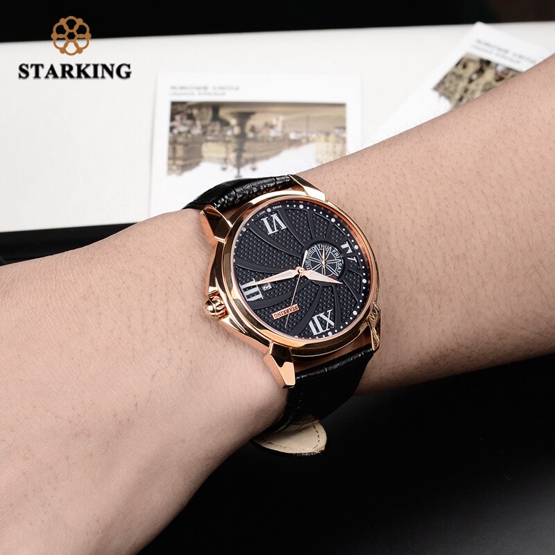 Relojes STARKING, reloj de para hombres, reloj de cuarzo negro de acero de lujo, reloj de pulsera deportivo de cristal de zafiro para hombre, reloj Masculino