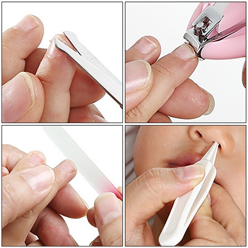 1 Set portátil Set de cuidado de uñas de bebé salud Kits recortador de dedos infantil tijeras de uñas Clippers de dibujos animados Animal caja de almacenamiento
