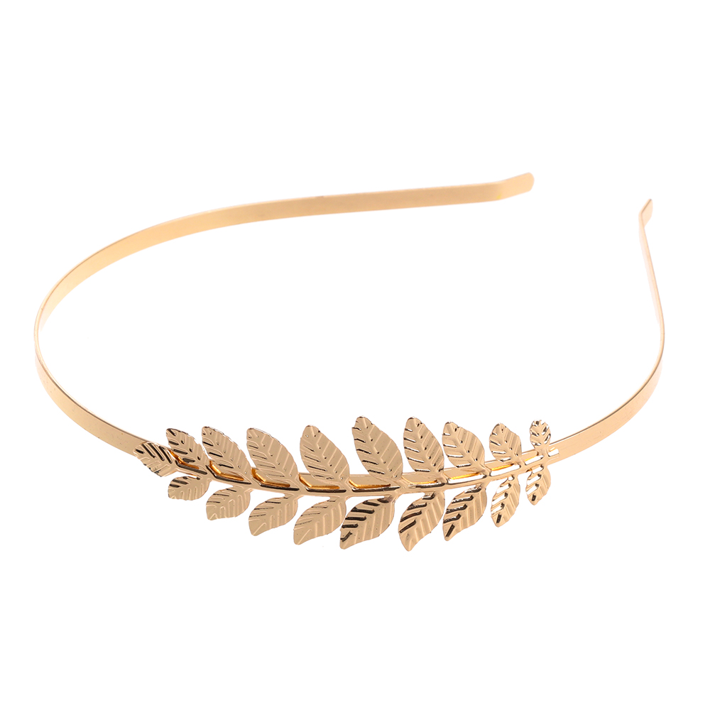 Vintage Hårbøjle Guld Blade Krans Bryllup Brude Tilbehør Hårbånd Kvinder Retro Krone Smykke Tiara: 2