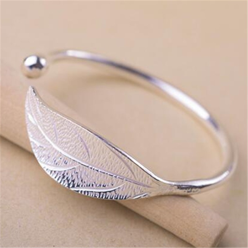 Ainian Verzilverd Leaf Charm Armbanden En Armbanden Voor Vrouwen Wedding Verstelbare Armband Pulseira Feminina