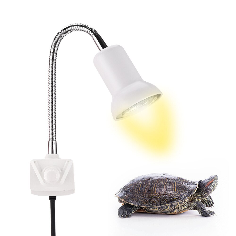 25/50/75W Aquarium Infrarood Verwarming Voor Turtles Lamp Reptielen Verwarming Licht Ceramices Socket 360 Draaibare Klem 11Mm Geknipt Tan