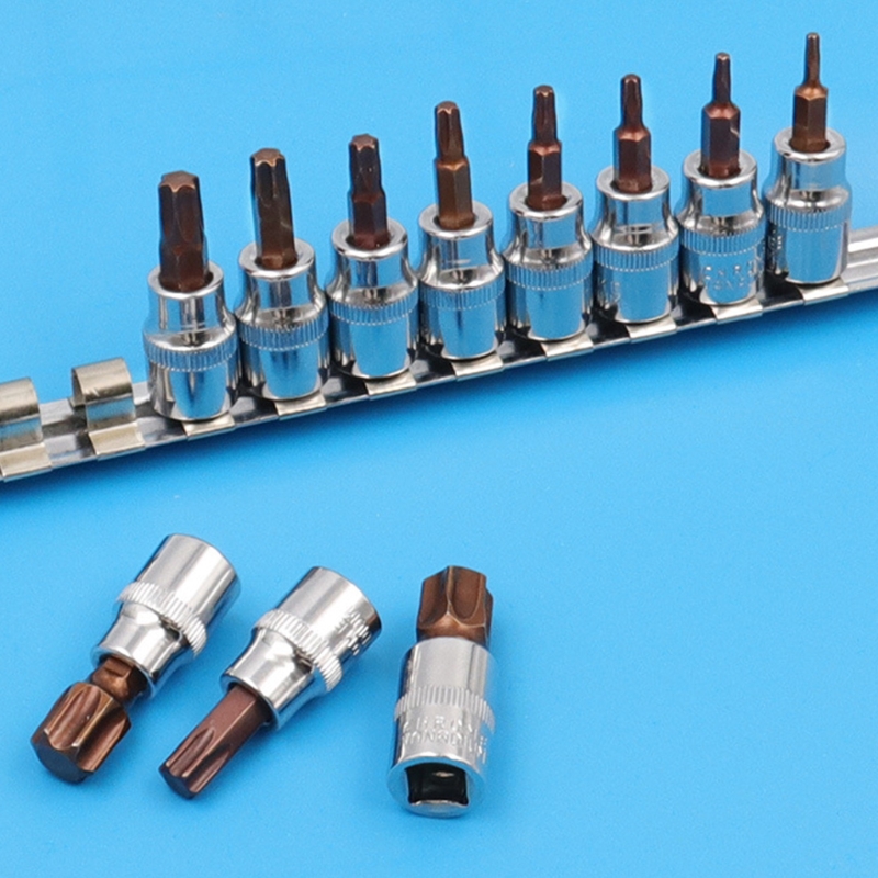 11Pcs T10-T60 3/8" 1/4" Star Hexagonal Torx Bit Socket Kit Driver Sleeve Tool