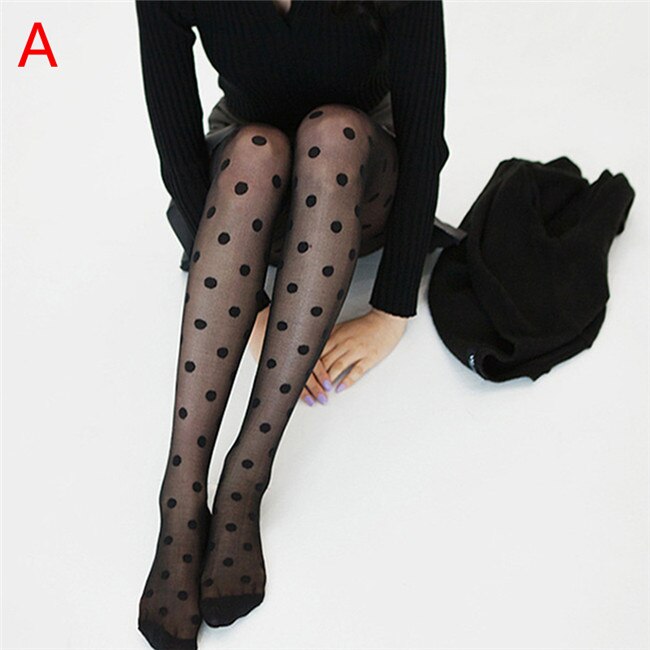 Vrouwen Panty Klassieke Kleine Polka Dot Zijden Kousen Dunne Dames Vintage Faux Tattoo Kousen Panty Vrouwelijke Kousen: A