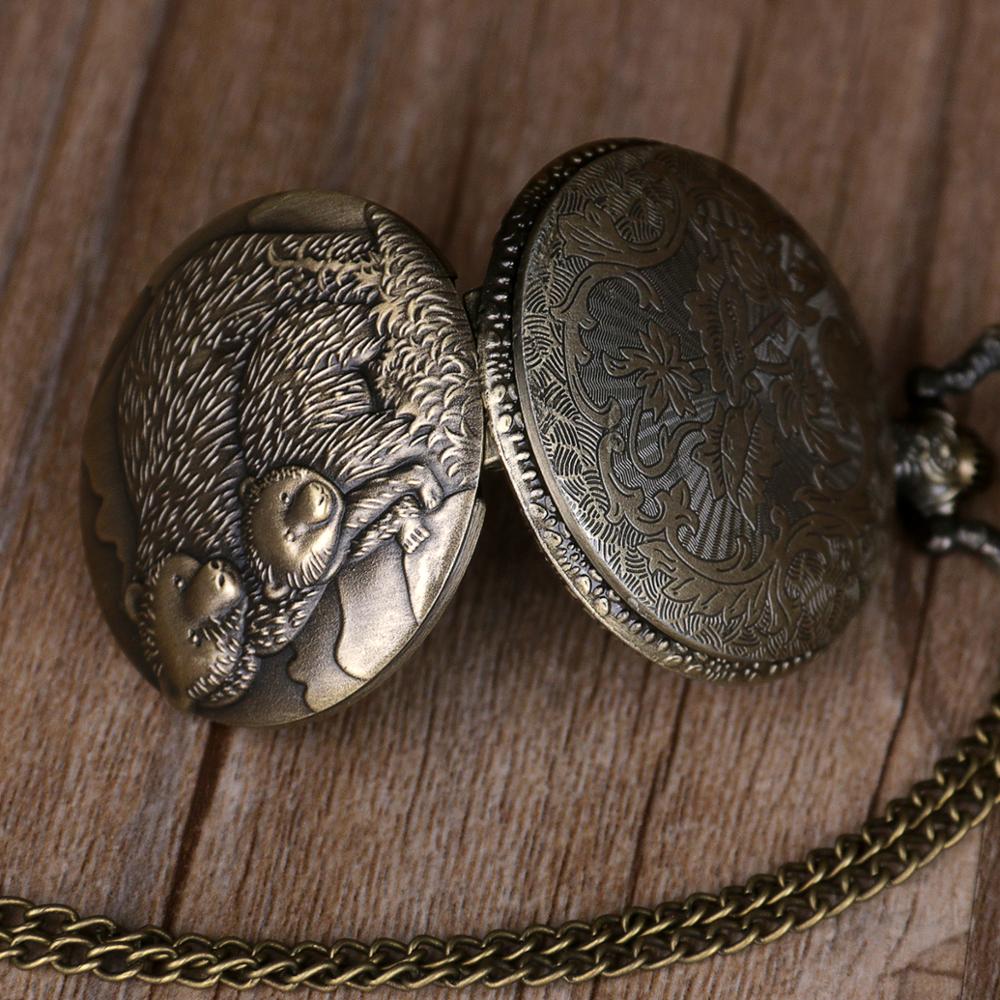 Montre de poche rétro à Quartz pour hommes et femmes, avec chaîne Fob, ourson, à la ,