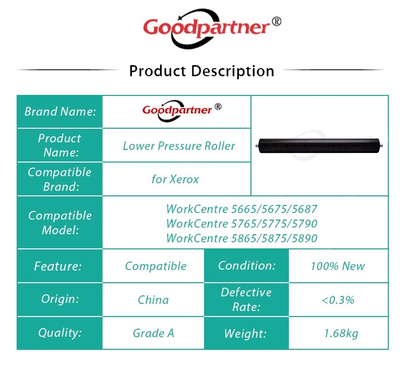1PC x 109R00773 109R773 109R00772 109R772 Fuser Lagere Druk Roller voor Xerox WC 5665 5675 5687 5765 5775 5790 5865 5875 5890