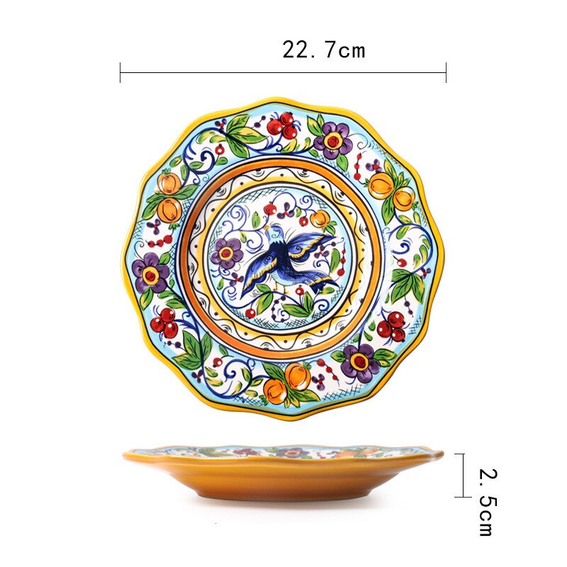 1 szt. Ceramiczny talerz na owoce zastawa deserowa talerzyk deserowy ręcznie malowany zastawa obiadowa ślub wakacje przybory kuchenne piękne: b