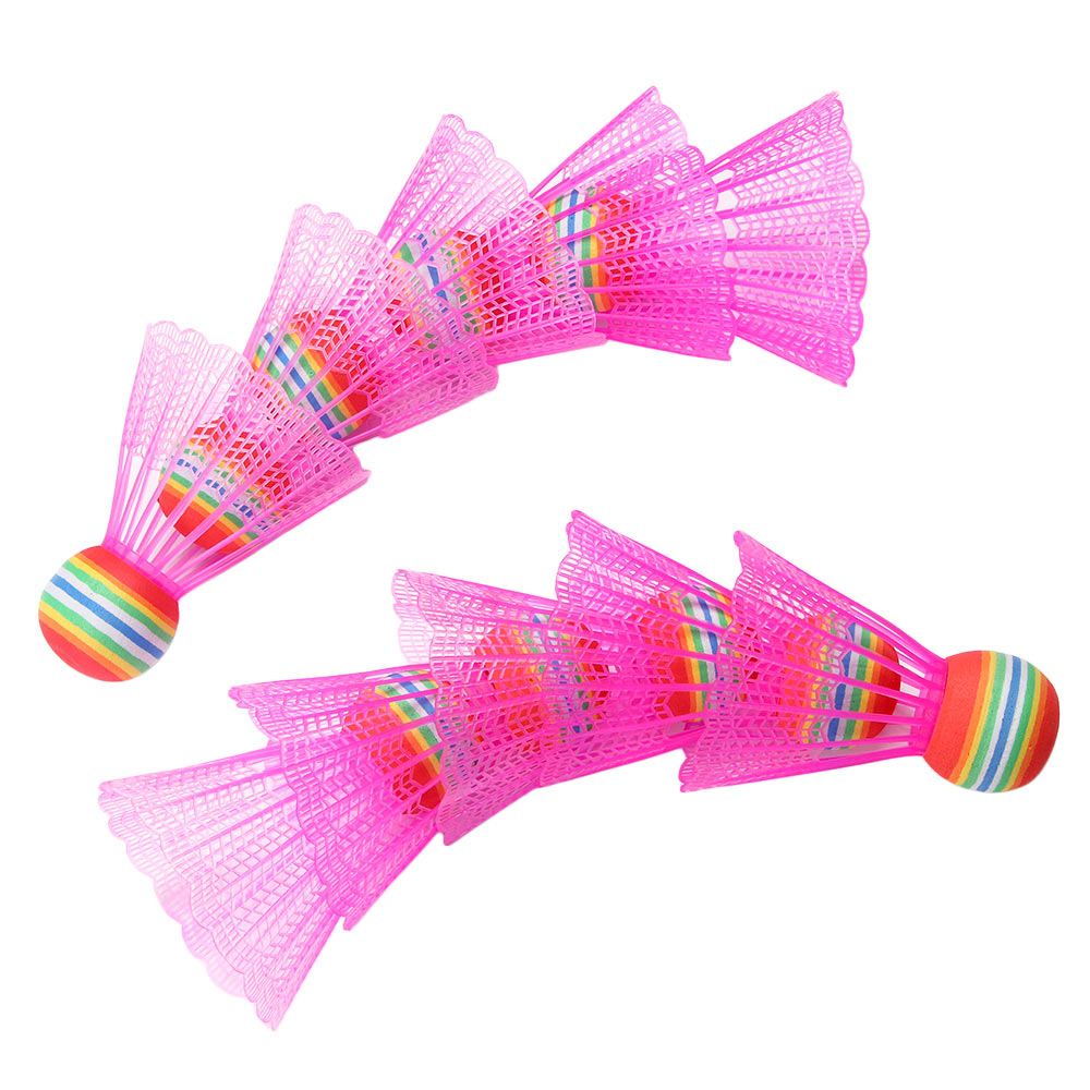 10 stk badminton eva regnbue bold hoved nylon badminton fjer til spil sport underholdning med gennemsigtig tønde