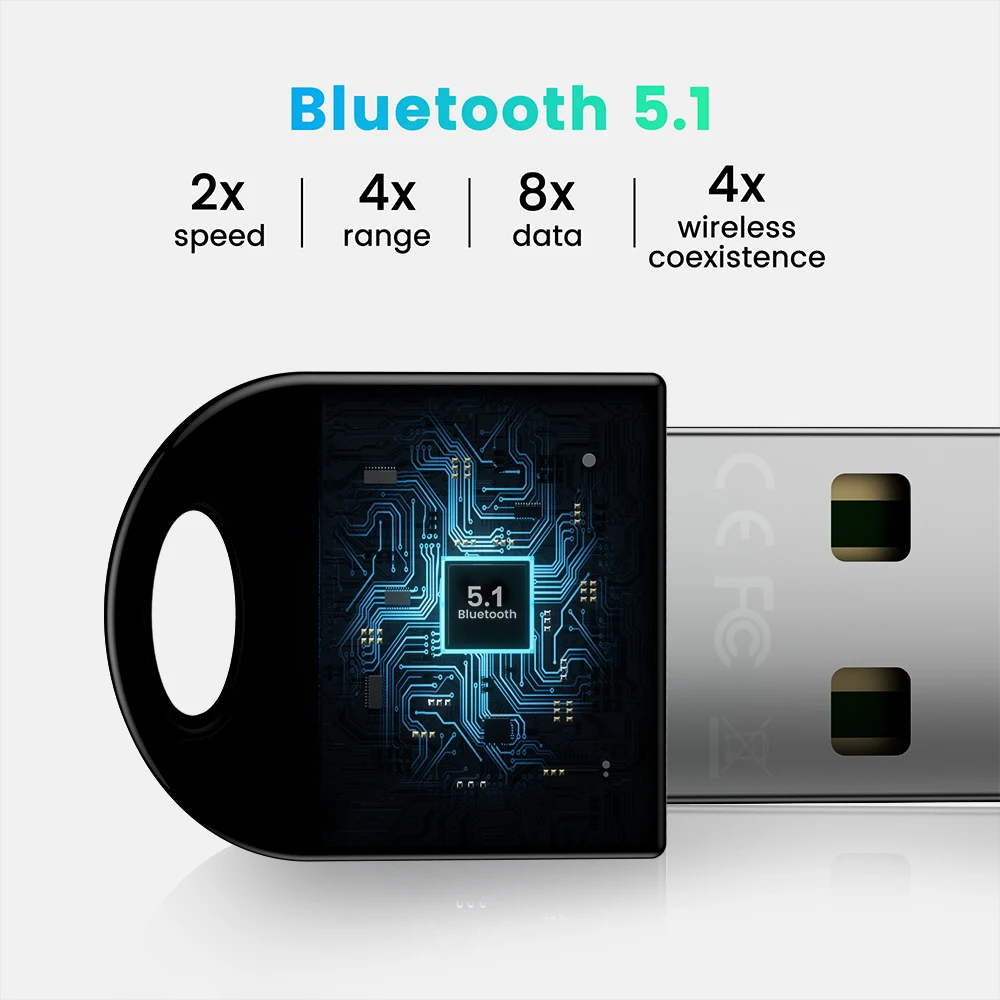 USB-Bluetooth-Adapter 5.1 Bluetooth-Empfänger USB Bluetooth 5.0 Dongle 5.0 BT-Sender aptx Mini-Adapter für PC Laptop Lautsprecher