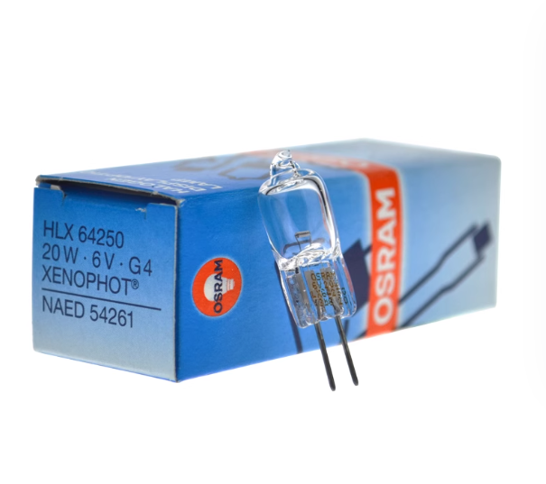 OSRAM Lámpara halógena 64250 HLX 6V 20W M30 G4 ESB Proyector Microscopio NAED 54261 Bombilla: Verde militar