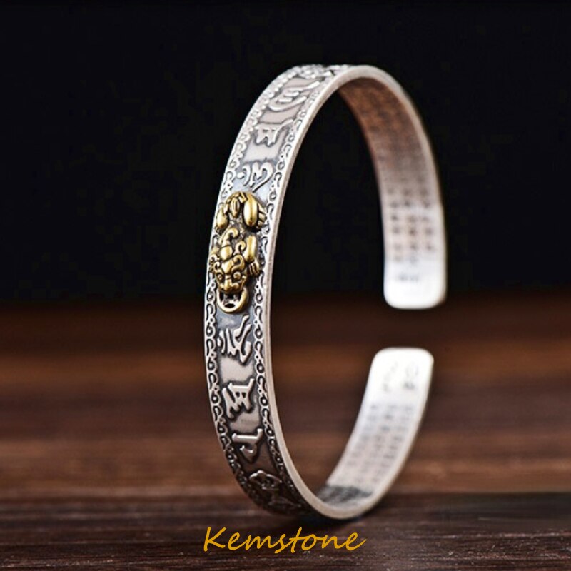 Kemstone S990 pixiu bracciale ad anello amuleto fortunato ricchezza scultura scrittura braccialetti bracciale regolabile per uomo bracciale homme
