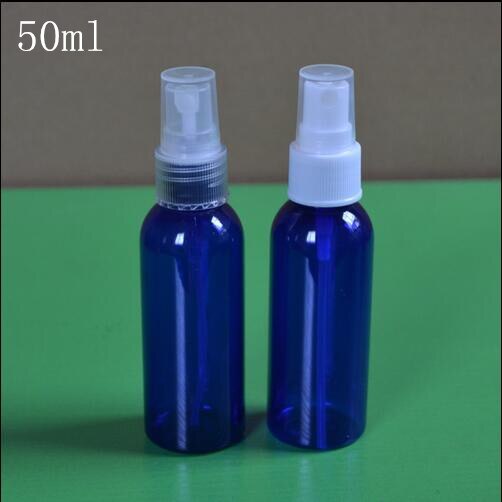 50 stuks 20ml 30ml 50ml 100ml blauwe plastic spray per parfumflesjes parfum toner lege verpakking lucifugaalflesjes: 50ml