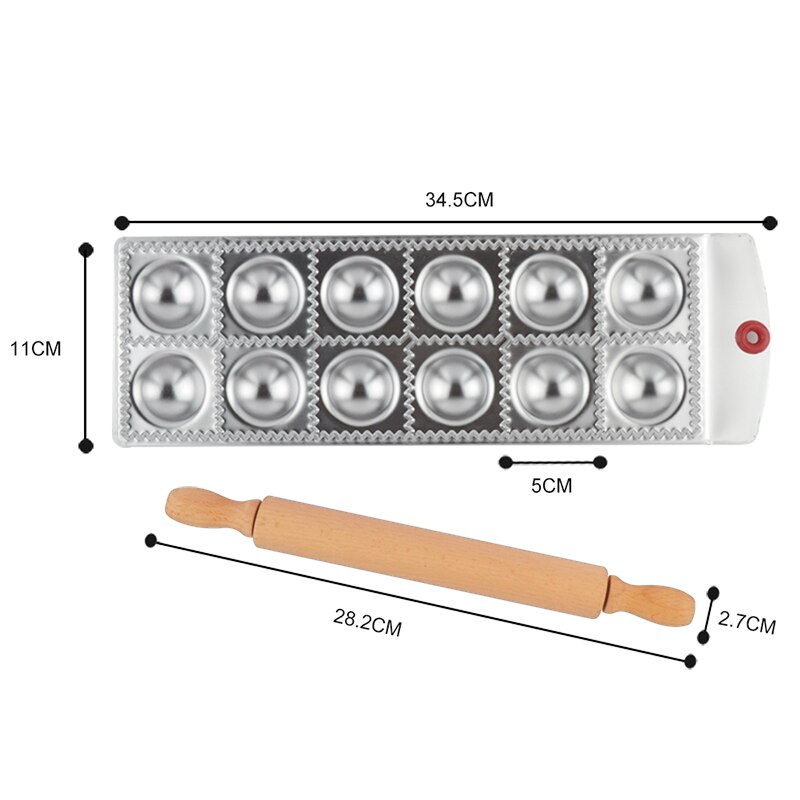 12 otworów okrągły zestaw tac robić formowania Ravioli z wałek drewniany nóż robić makaronu ciasto Ravioli producent kluska