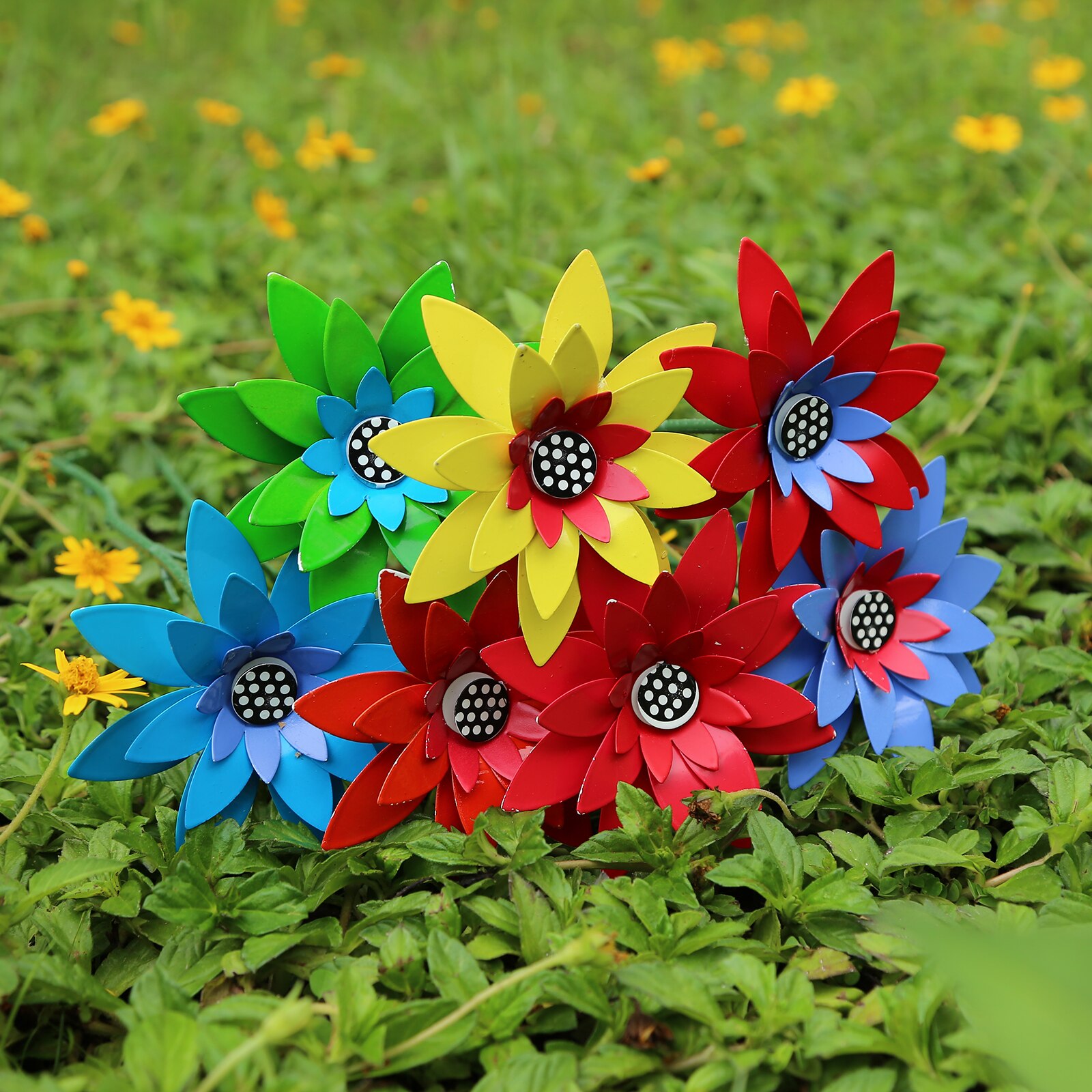 Metal Daylily Flower Iron Stakes Crafts Daylily Sculpture for Lawn Garden