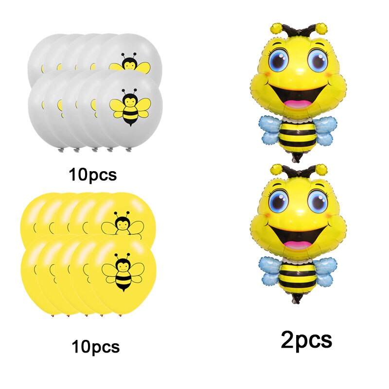 Bee Balloons Set Cute Cartoon Bumble Bee Ballons For Baby Shower Favors Supplies Forest Theme Kids Birthday Party Decorations: 22pcs