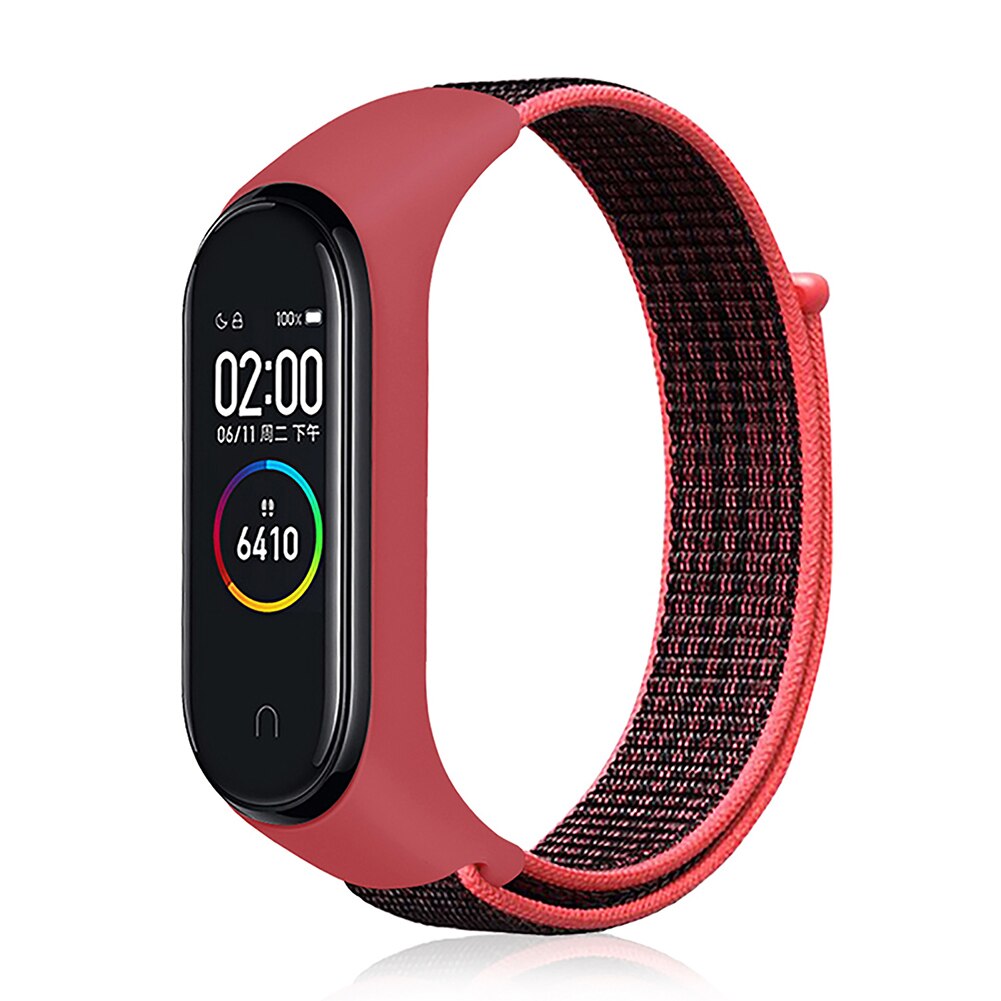 Nylon band voor xiaomi mi band 4 3 vervangbare armband mi band 4 3 polsband ademende armband voor xiaomi mi band 3 4 band: Roze roos