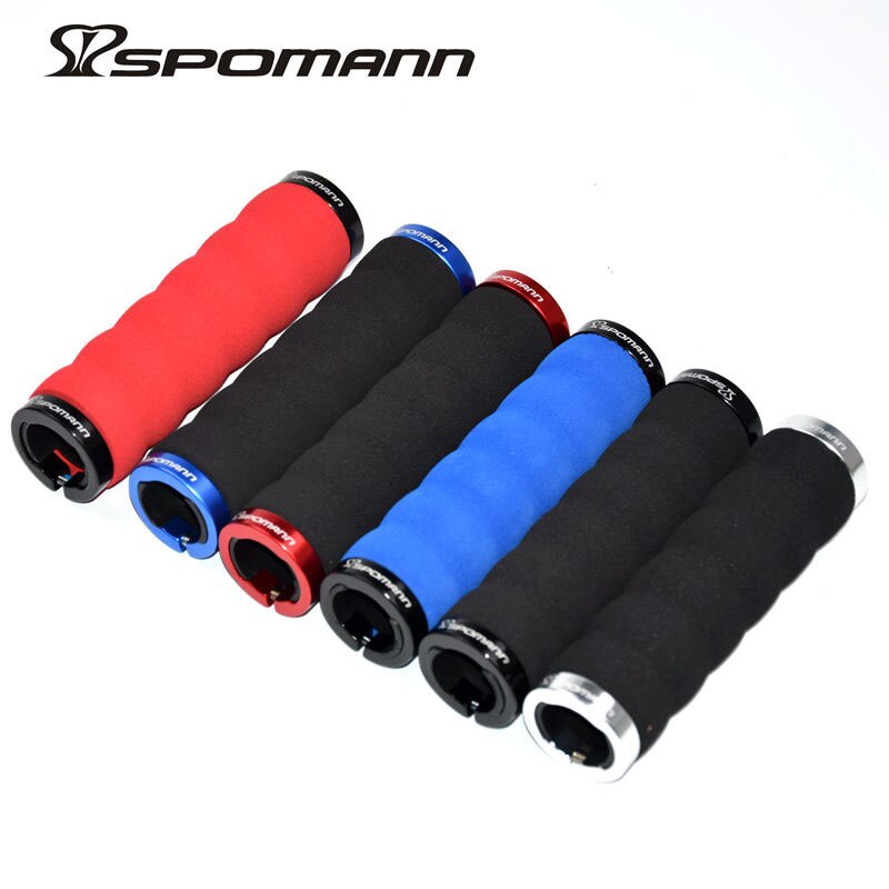 SPOMANN Soft Sponge Cycling Handlebar Grips MTB Road bicycle Alloy Integrated Lockable Grip Manopla Bike Bicicleta Parts 100g