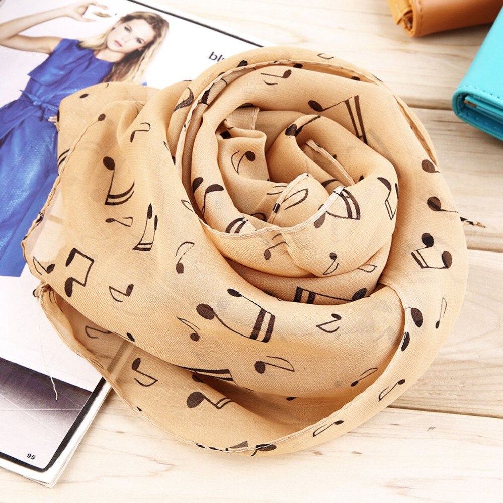 Musical Note Chiffon Scarves Women's Scarf Shawl Long Stoles Spring Muffler Chiffon Infinity Scarf