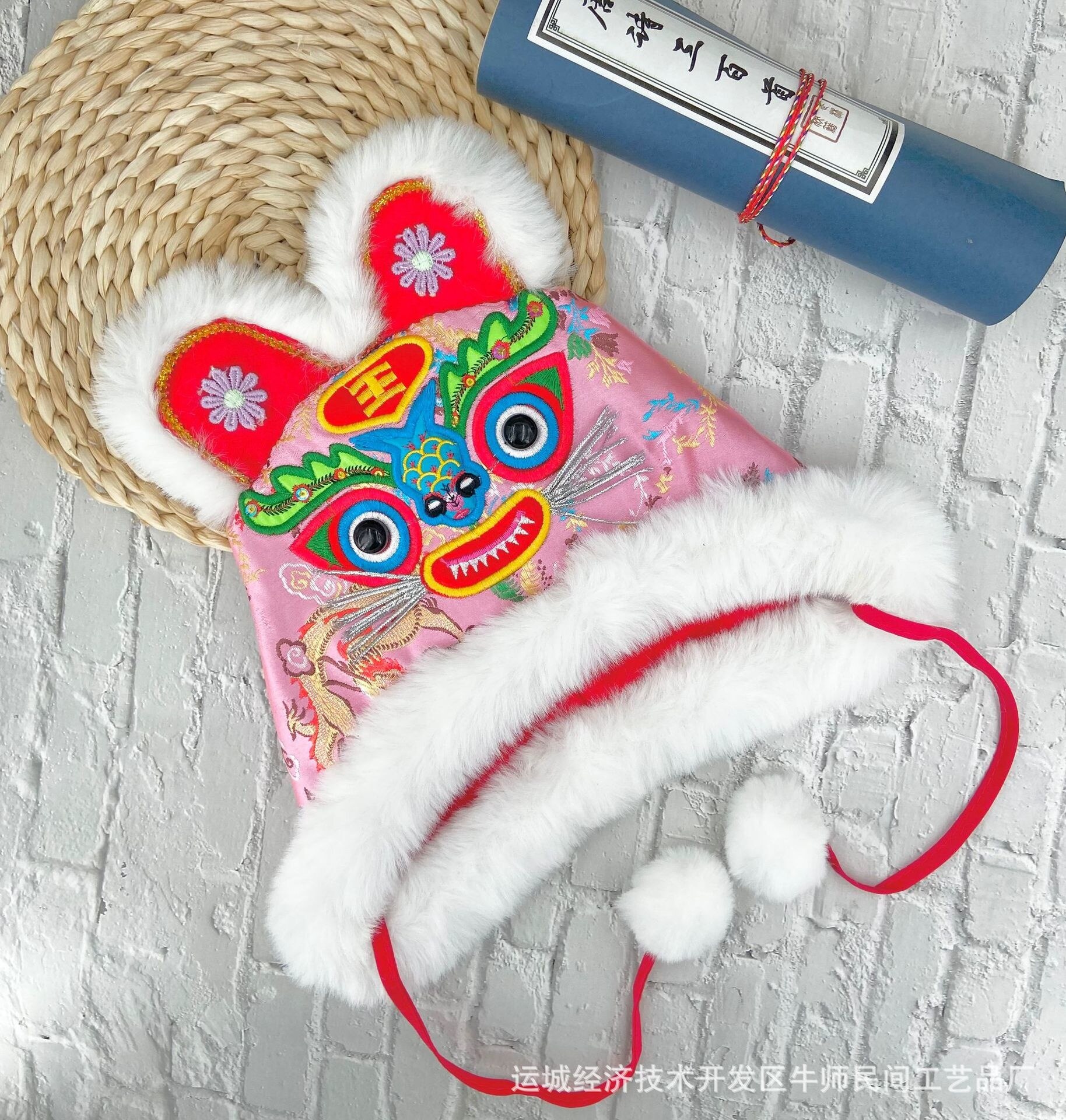 Herfst En Winter Geborduurde Tijger Hoofd Katoenen Muts Baby Semi Handleiding Kinderen Dans Fotografie: C