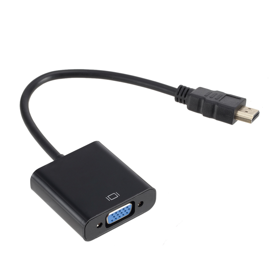 HDMI-compatibel naar VGA-adapter Full HD 1080P Digitaal analoog HDMI HDTV Man-vrouw VGA-kabelconverter voor pc-laptops Tablet: Black