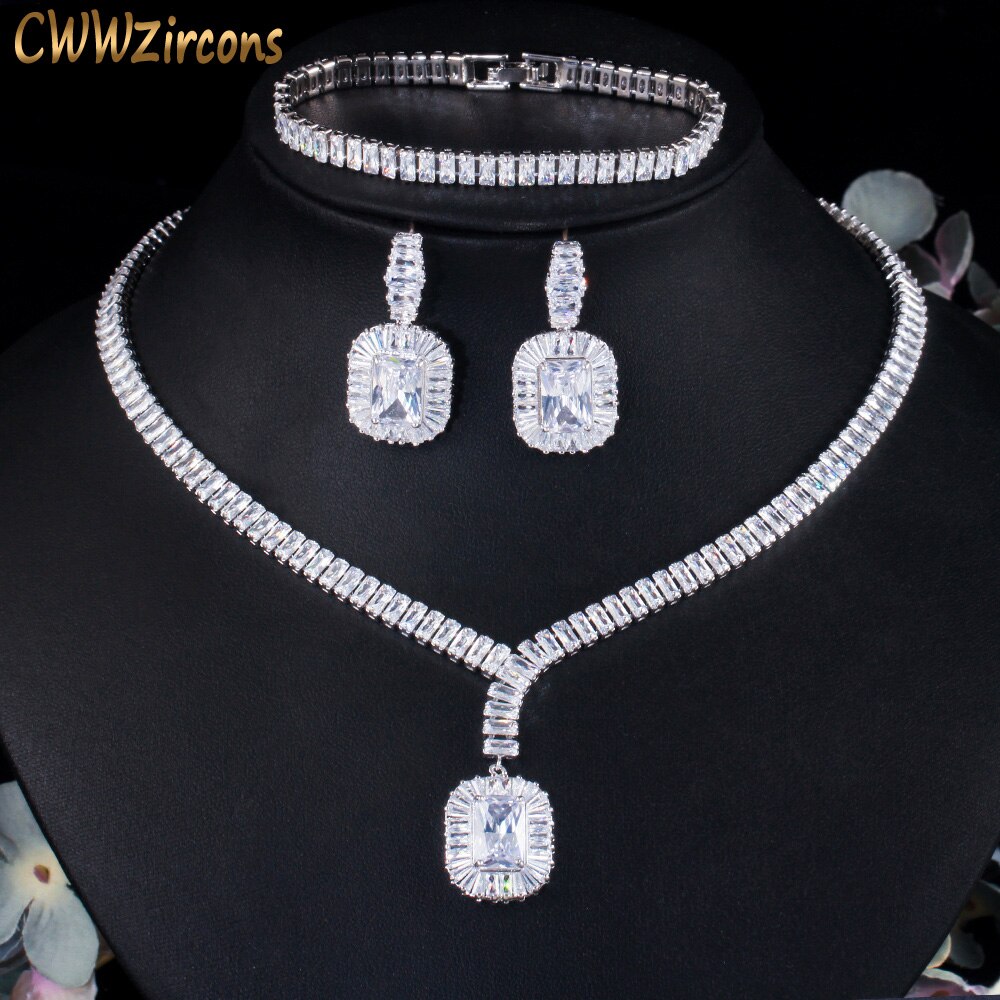 CWWZircons – ensemble de bijoux pour femmes, accessoires de Costume, en zircone cubique de dubaï, pour soirée et mariage, Noble, T508