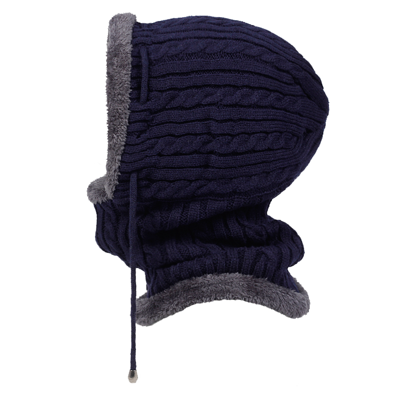 Gorro de lana salvaje para hombre y mujer, gorros gruesos de terciopelo, cálidos, a la , a prueba de viento,: Azul marino