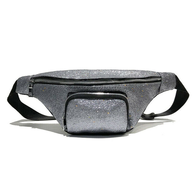 Newest Women Glitter Sequins Waist Fanny Pack Belt Bag Pouch Travel Hip Bum Bag Women Small Leather Purse Chest Bag