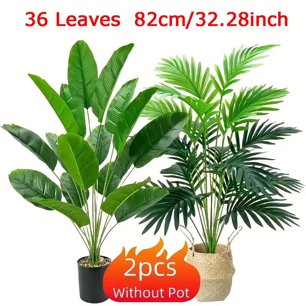 2 Stück 82 cm große Simulation künstlicher Palme und Bananenblätter Topfpflanzen für den Innenbereich, Grünpflanzen, Garten-Topfpflanze: Default Title