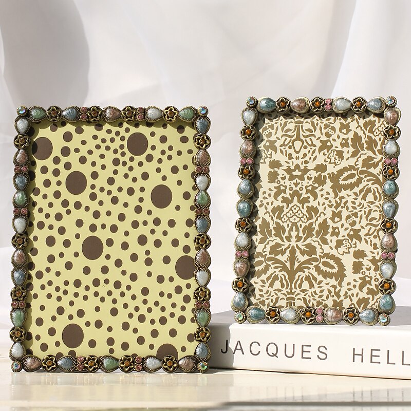 Painted Metal Diamond Photo Frame Wedding Photos Picture Frame European Style Luxurious Portrait Frame