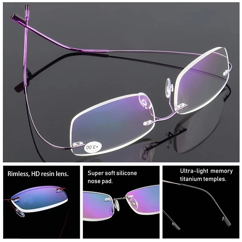 Sighttoo Ultralight Rimless Eyeglasses Clear Memory Titanium Reading Glasses For Men Unisex Magnetic Presbyopic Eyewear Strength