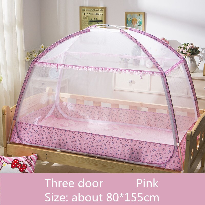 Mosquiteras para cuna de bebé estilo Ger, decoración para habitación de niños, tiendas de campaña para niños, red plegable con Stents,: 3kaimenfense80x155cm