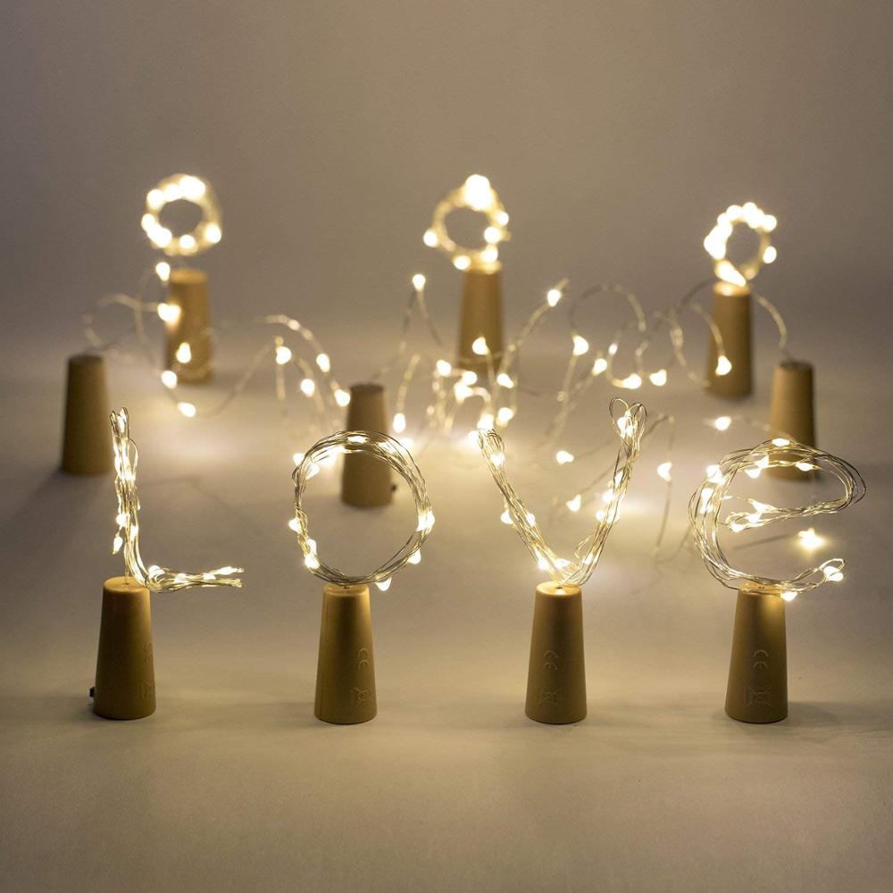 6.5ft 20 led 2m vinflaske lys kork batteri drevet krans gør-det-selv julesnore lys fest halloween bryllup dekoration