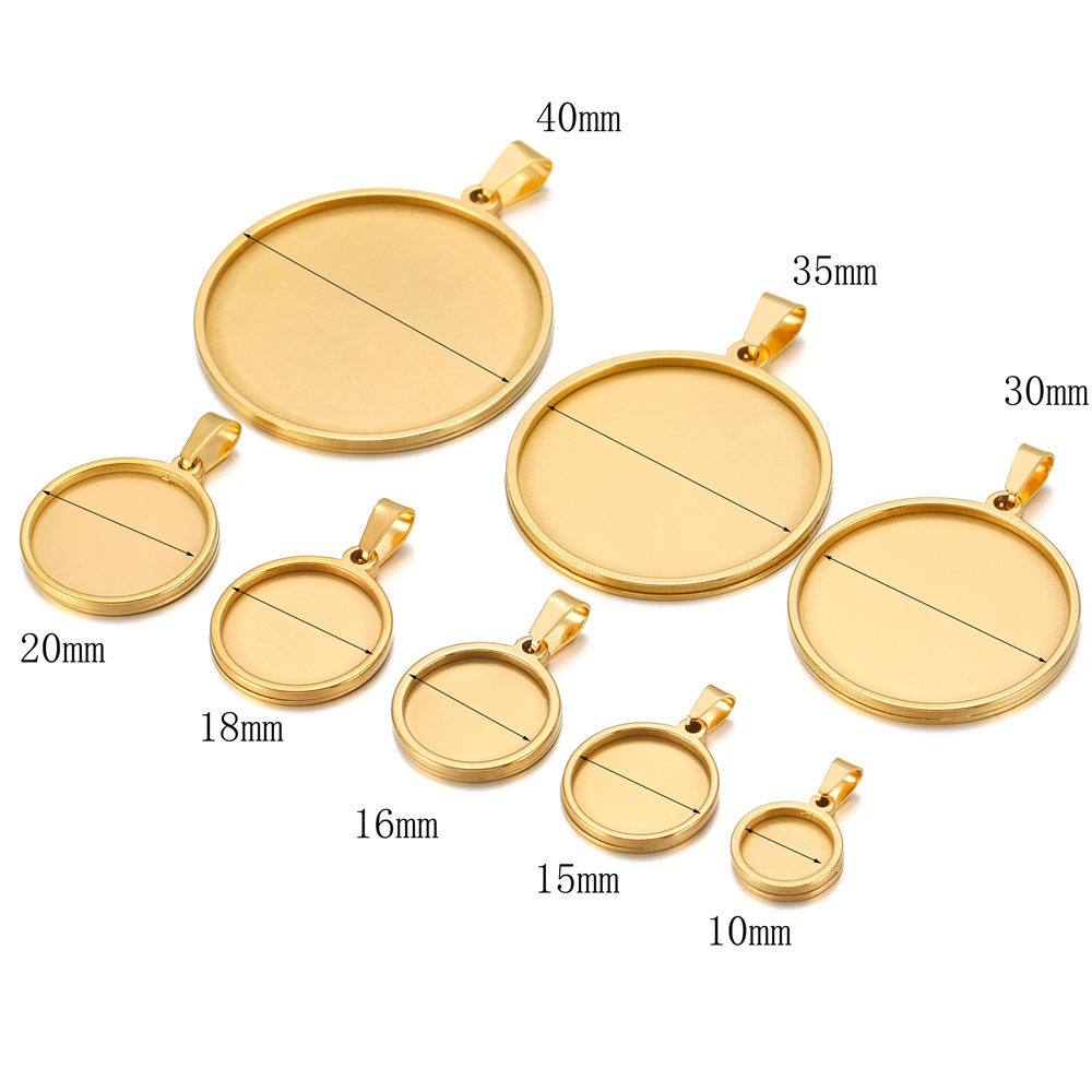 Bases de acero inoxidable de 5 piezas, 10/15/16/18/20/30/35/40mm, Base de camafeo de cabujón, bandeja, bisel, colgante de collar en blanco para fabricación de joyas DIY: 10 mm / Negro