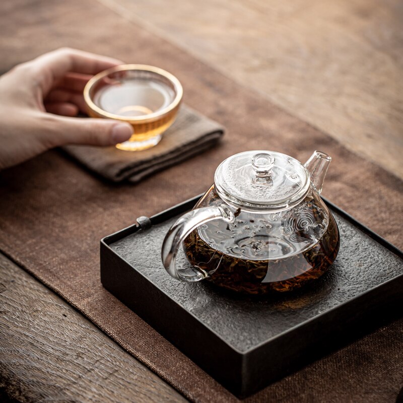 260ml Transparent Glass Teapot Heat-resistant Teapots Home Kung Fu Tea Set Small Kettle Office Mini Flower Tea Pot