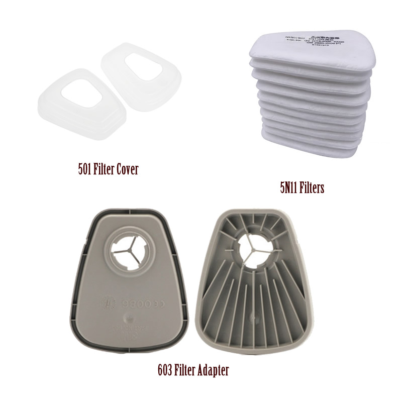 Filtres en coton 5N11, couvercle de filtres 501, adaptateur de pré-filtre 603, filtres remplaçables pour masque anti-poussière à gaz 6200/7502/6800, accessoires