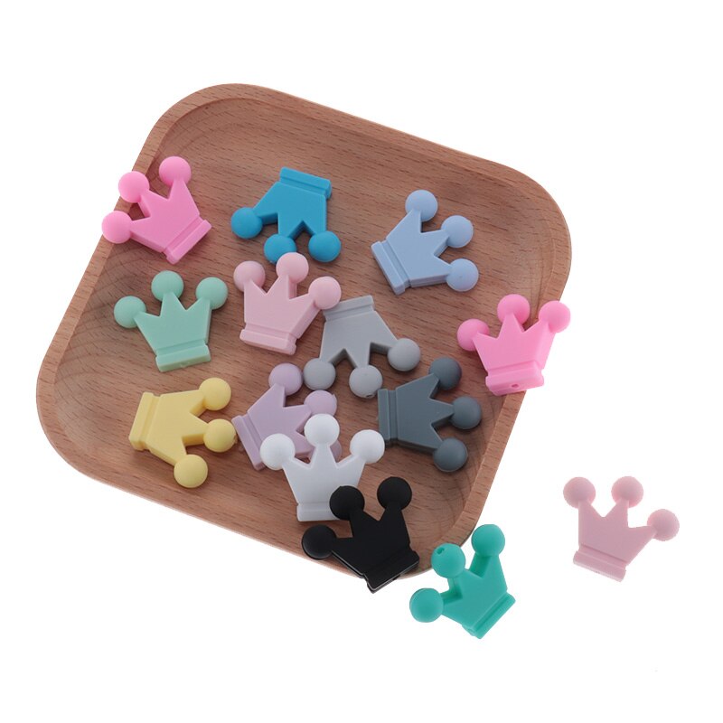 50pcs Silicone Crown Beads Baby Teether Necklace Bead Infant Baby Chewing Jewelry Accessories Food Grade Silicone