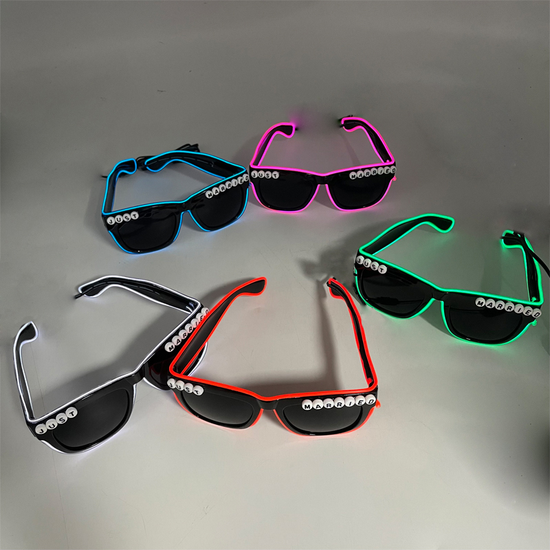 Wireless Led Jsut Married Sunglasses Bride Accessories Wedding As Honey Bride And Groom Glowing Wedding Heart Glasses