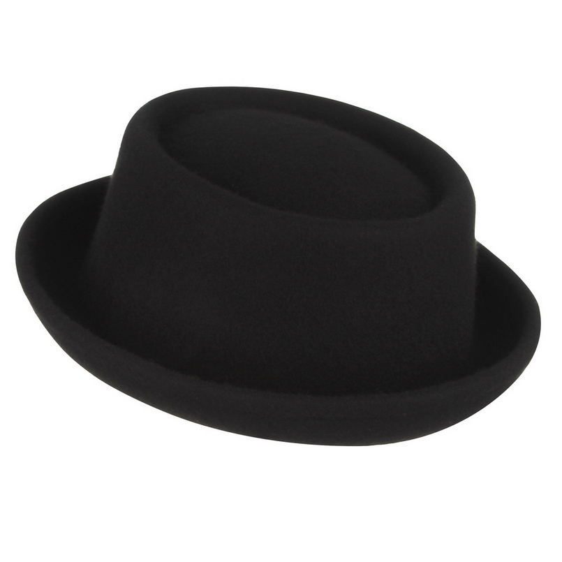 GEMVIE Classic 100% Wool Soft Felt Pork Pie Hat Fedora For Men Women Autumn Winter Wool Hat Curved Brim