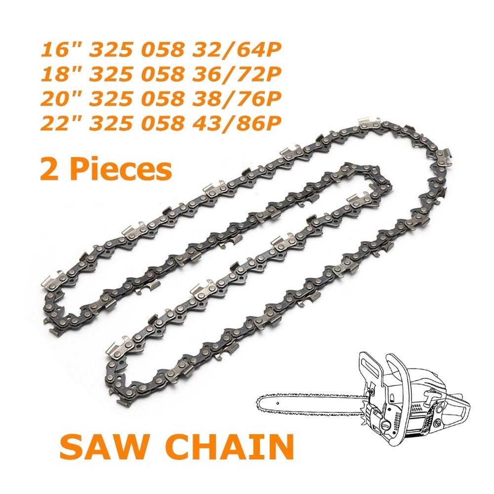 2 Pieces Saw Chain Semi Chisel Pitch .325 Gauge .058"/1.5mm Length 16" 18" 20" 22" Available