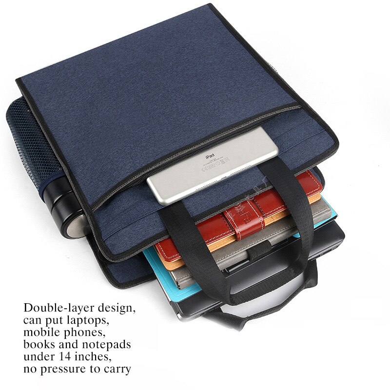 Bolsa acolchada impermeable para hombre, bolso de documentos para ordenador portátil y oficina, maletín doble, organizador masculino para documentos