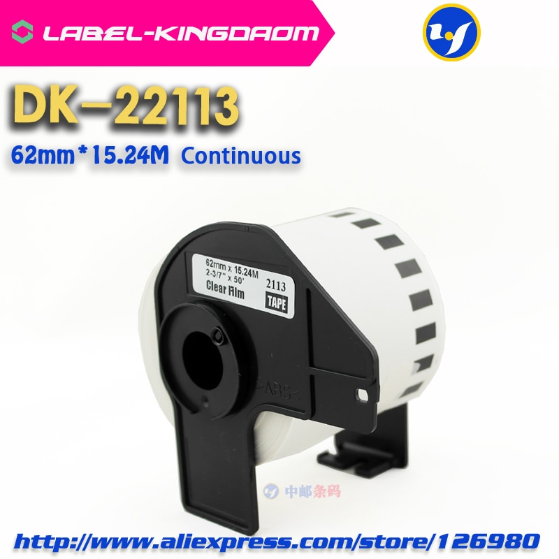4 Rolls Compatibel DK-22113 Label 62mm * 15.24M Continu Compatibel voor Brother Label Printer Half Transparant Materiaal