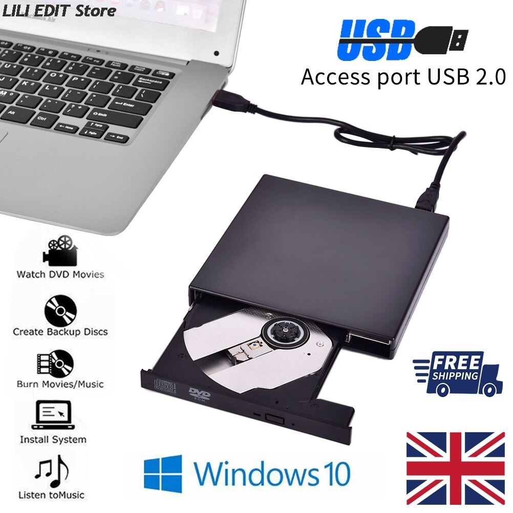 External DVD ROM Optical Drive USB 2.0 CD/DVD-ROM CD-RW Player Burner Slim Portable Reader Recorder For Laptop